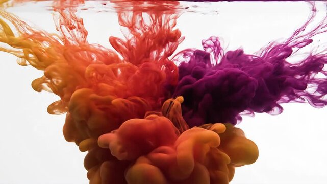 Colorful Ink Clouds Dissolving in Water A Mesmerizing Visual Symphony.