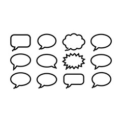 Fototapeta premium Hand Drawn Speech Bubble Icon Set Featuring Various Outline Style Chat Balloons for Comic Book Dialogue Message Boxes and Communication Graphics Vector