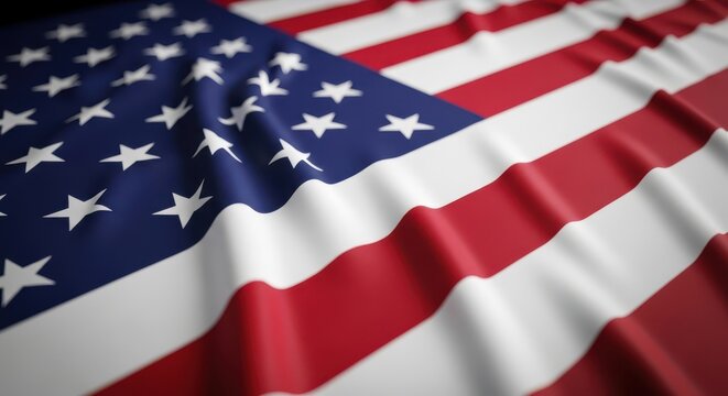 Closeup of the american flag, showing the stars and stripes in detail, with a sense of patriotism and national pride