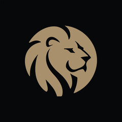 Majestic Lion Head Circle Logo. Modern King of the Jungle Monogram.
