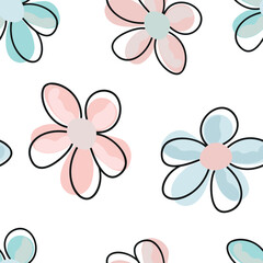 Cute flower seamless fabric pattern pastel