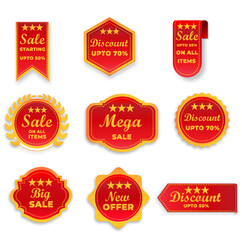Obraz premium Red & Gold Promotional Sale Stickers