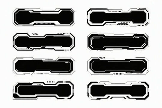 Futuristic UI elements and buttons with sleek modern design perfect for gaming interfaces science fiction concepts and digital displays