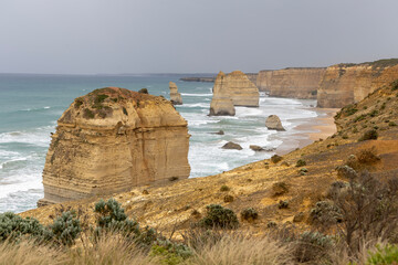 View of landscape and seascape the Twelve Apostles location is beautiful good view point at great ocean road australia