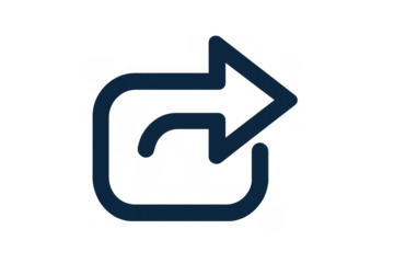 Outlined share icon with arrow moving from open box, representing sending, exporting, and social media connectivity
