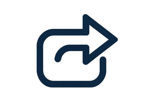 Outlined share icon with arrow moving from open box, representing sending, exporting, and social media connectivity