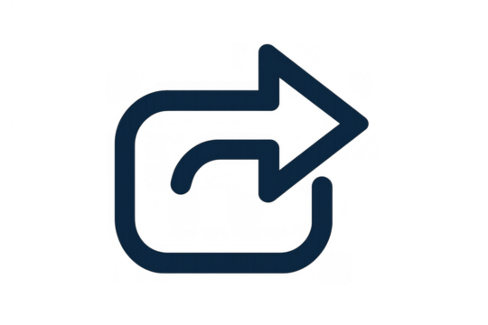 Outlined share icon with arrow moving from open box, representing sending, exporting, and social media connectivity