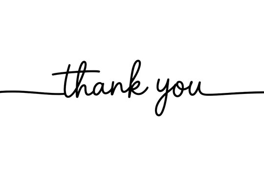 Elegant handwritten "thank you" text in a delicate script, perfect for expressing gratitude and appreciation in any professional or personal context.