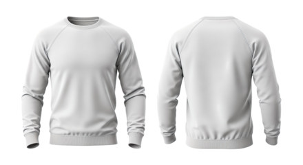 Gray Sweatshirt Front and Back View on White Background