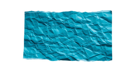 Fototapeta premium Textured aqua crumpled paper with torn borders, isolated distressed background element for design. isolated on transparent background