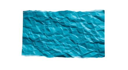 Textured aqua crumpled paper with torn borders, isolated distressed background element for design. isolated on transparent background