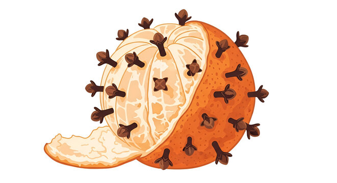 Festive Pomander Orange Studded with Cloves Illustration