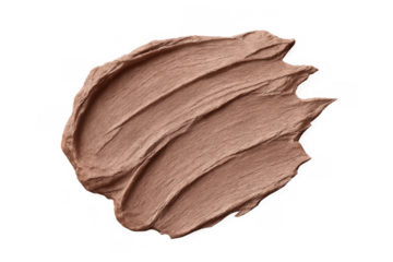 Brown cosmetic foundation smudge with creamy texture and brush stroke on transparent background finding perfect skin tone match