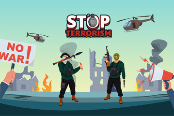 Stop Terrorism Awareness Illustration