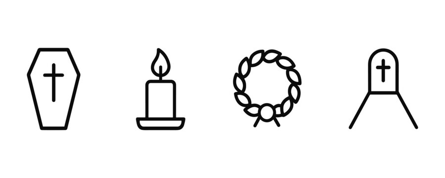 Funeral icons: minimalist symbols of mourning and memorial