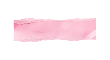 Ripped pink paper strip with jagged edges, a banner for text or message, isolated with copy space. isolated on transparent background