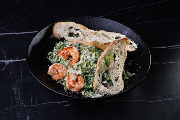 Creamy Shrimp Pasta With Greens and Toasted Bread