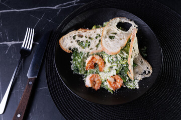 Creamy Shrimp Pasta With Greens and Toasted Bread