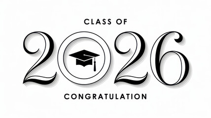 Class of 2026 graduation design featuring a graduation cap icon vector graphic for announcements and invitations
