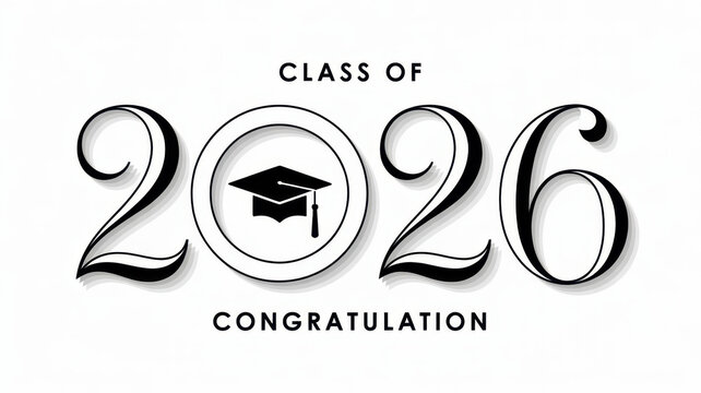 Class of 2026 graduation design featuring a graduation cap icon vector graphic for announcements and invitations - Powered by Adobe