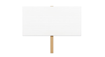 Blank white sign on a wooden stick simple vector illustration for protest or advertising Isolated on transparent background, png