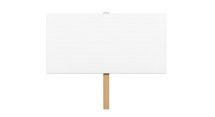 Blank white sign on a wooden stick simple vector illustration for protest or advertising Isolated on transparent background, png