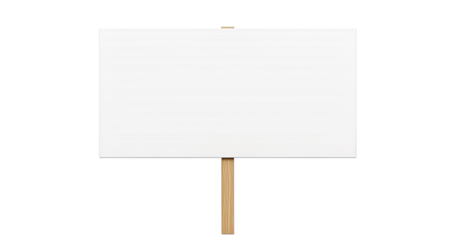 Blank white sign on a wooden stick simple vector illustration for protest or advertising Isolated on transparent background, png