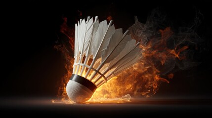 Fiery Shuttlecock - A Dynamic Image of Badminton in Motion.