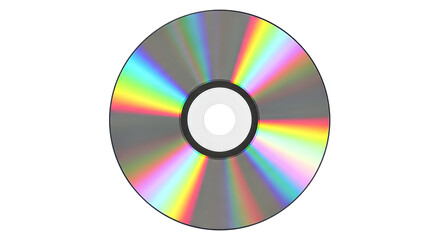 Shiny compact disc with rainbow reflection Isolated on transparent background, png for data storage and music