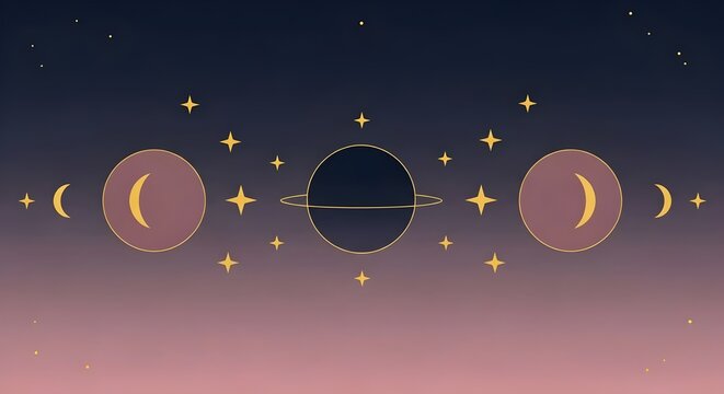 “Cosmic Symmetry Vector – Geometric Planet & Star Alignment Art