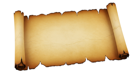 Old parchment scroll antique paper texture vintage style for map or message background isolated on white Isolated on transparent background, png