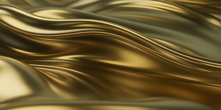 Abstract golden silk fabric background smooth elegant waves with light reflections luxury and premium design element