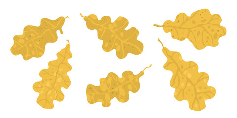 Set of yellow leaves are shown in various positions. Concept of autumn and the changing of the seasons