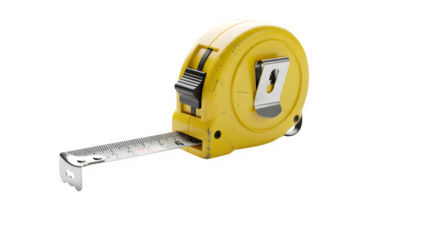 Yellow measuring tape for construction and home improvement
