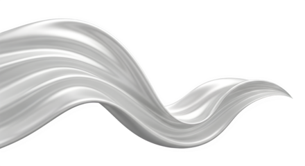 Abstract flowing white satin ribbon wave for elegant design