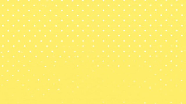 A yellow background with repeating white polka dots, an allover pattern, simple and abstract