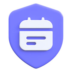 Schedule concept showing calendar on shield Flat 3D UI Icon
