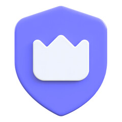 Secure access concept shield with crown Flat 3D UI Icon