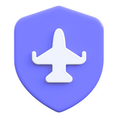 War plane representation with shield defense 3D icon