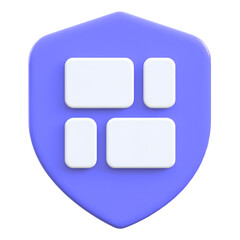 Website layout symbol with shield frame Flat 3D UI Icon