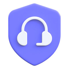 Audio security concept of headset in shield Flat 3D UI Icon