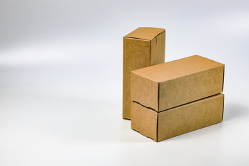Several rectangles Cardboard boxes for Parcel Delivery isolated on white background.
