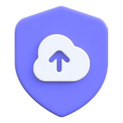 Cloud symbol with shield for data storage Flat 3D UI Icon
