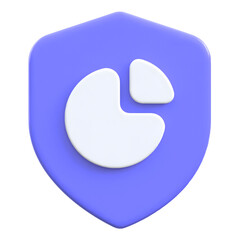Data analysis concept pie chart with shield 3D icon