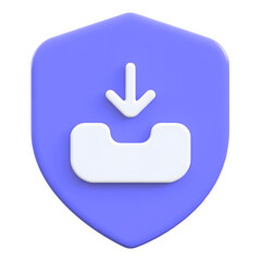 Data protection concept downloading icon on shield Flat 3D UI Icon