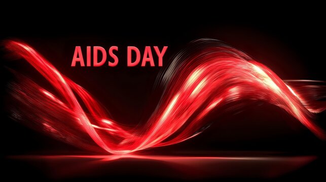 World AIDS Day concept with red ribbon wave a symbol of support and awareness for medical campaigns and health initiatives