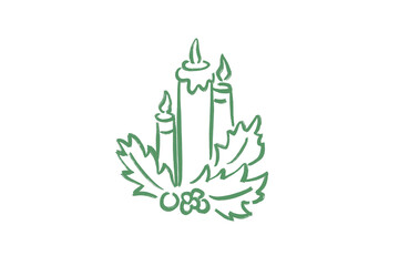 Christmas candles with holly and berries