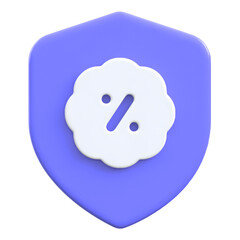 Discount concept representing percentage on shield Flat 3D UI Icon