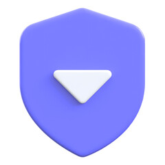 Download symbol down arrow with shield shape 3D icon