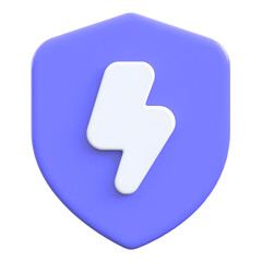 Energy symbol on shield for secure power Flat 3D UI Icon
